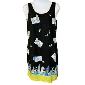 Holly Lane Cocktail Recipe Print Dress Sleeveless Size M